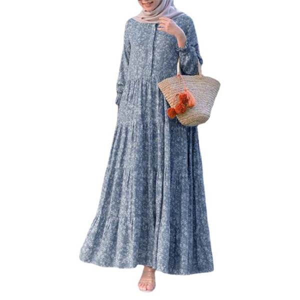 2026 Pequeno pedaço de flor da Boêmia de primavera de moda feminina vestido de corda redonda vestido de corda grande