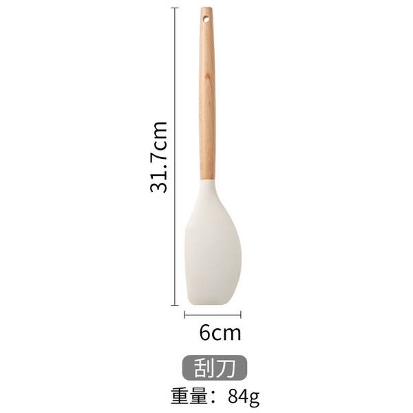Set de utensílios de cozinha de silício branco de madeira 12 peças do kit de utensílios de cozinha da Amazon