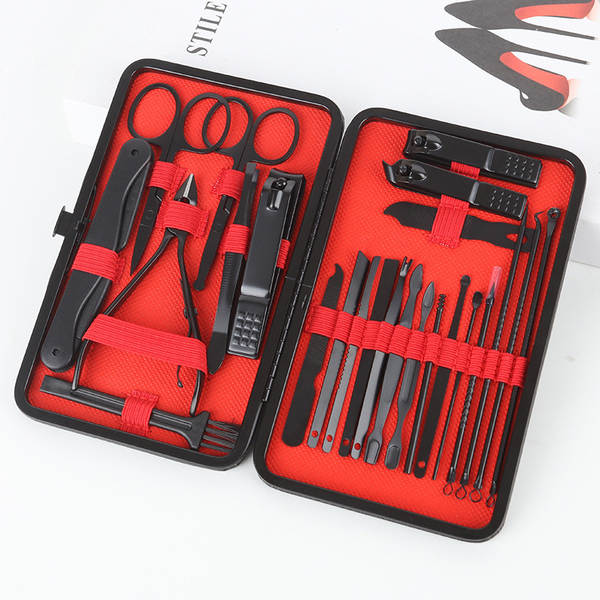 Caixa de couro 7 peças de kit de ferramentas de beleza do fabricante de pacotes de presentes de impressão LOGO faca de unhas de corte de unhas