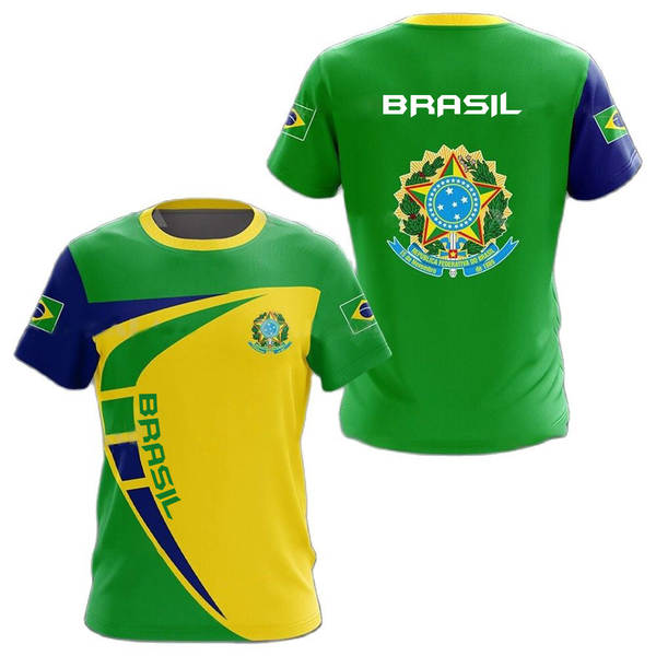 T-Shirt masculino brasileiro 3D T-Shirt O T-Shirt esportivo da equipe de futebol de rua masculino DIY base ajustável para a ordem de massa
