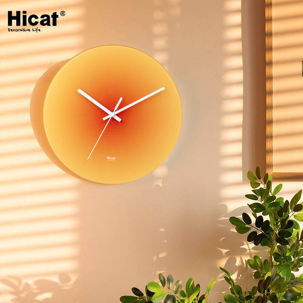 Um relógio do pôr-do-sol nórdico HICAT red-ins luxo sala de estar criativa moda silenciosa relógio de vidro
