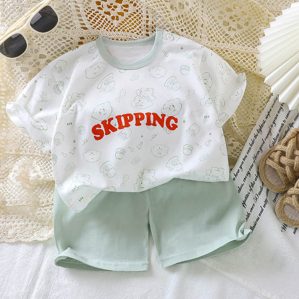 Conjunto de verão infantil de algodão