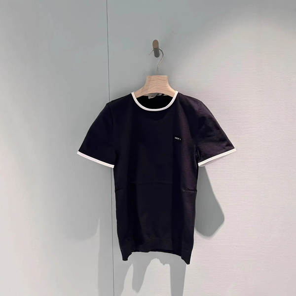 Vestido feminino de alta qualidade de Shenzhen South Oil 25 manhã outono miu casa corda corda corda corda de mão curta moda simples de 100 camisetas