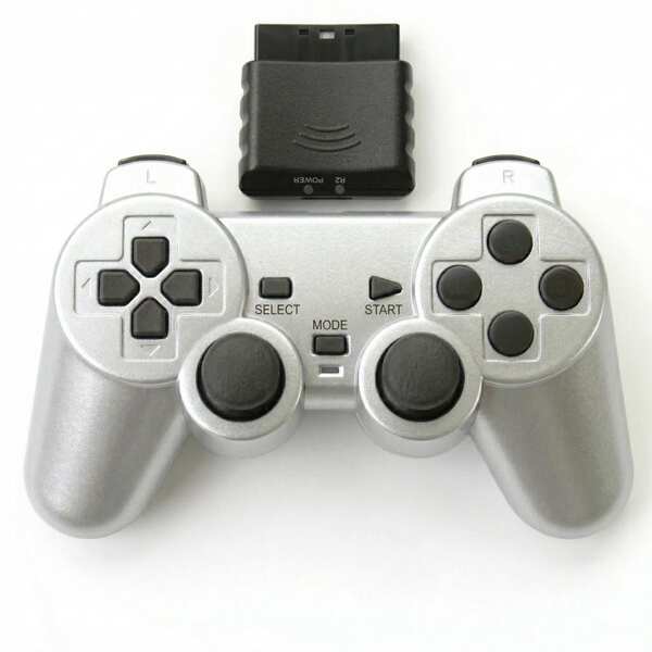 Jogo sem fio PS2 bracelete duplo vibração 2.4G bracelete sem fio com suporte para PS2 host transparente cor