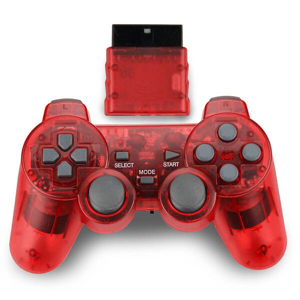 Jogo sem fio PS2 bracelete duplo vibração 2.4G bracelete sem fio com suporte para PS2 host transparente cor