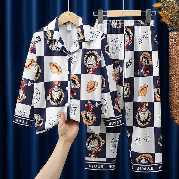 Crianças do Sudeste Asiático roupas de dormir meninos com mangas compridas calças bonitas desenhos animados primavera outono roupas para meninos vestir em casa no verão