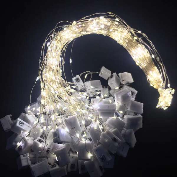LED corda de cobre lâmpada pequena caixa branca de três camadas de regulação de corda de luz atmosfera de decoração de corda de luz com corda de luz flash corda de luz pequena