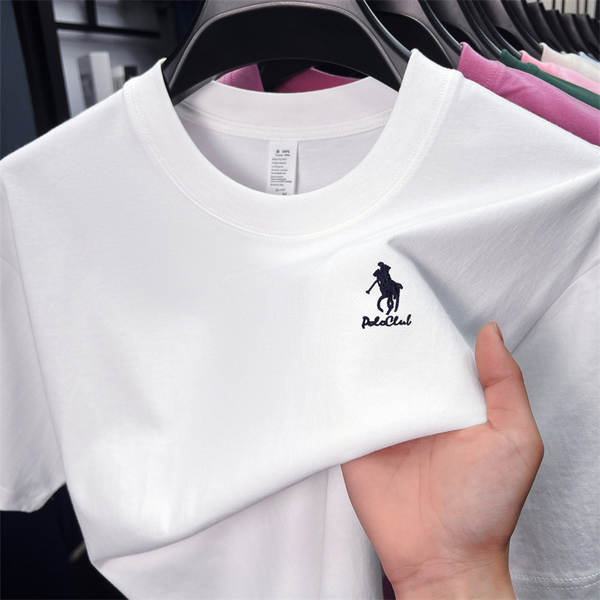 Paul 100% de algodão puro colar masculino T-Shirt embrulhado Idade Média Simplificado Relaxante Suado Transpirante Homem T-Shirt de pulso curto