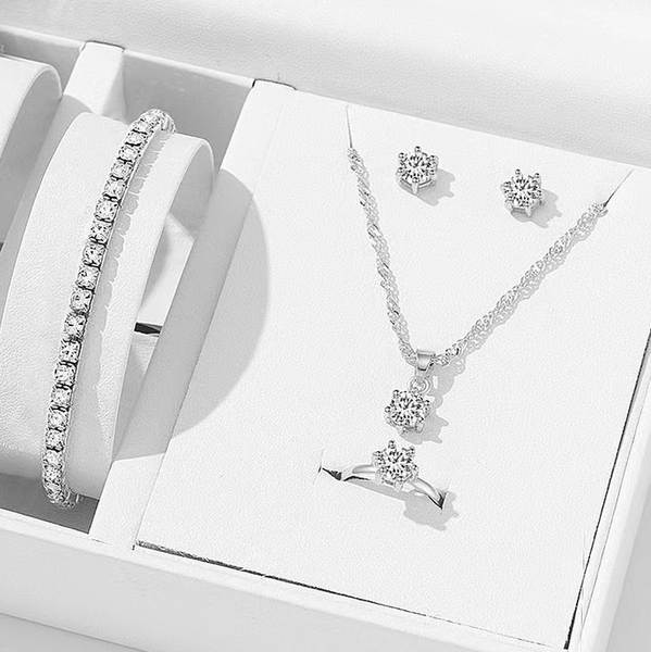 Nova coleção de jóias transfronteiriça de personalidade feminina de moda de diamante de água colar de diamante anel de orelhas acessórios de relógios