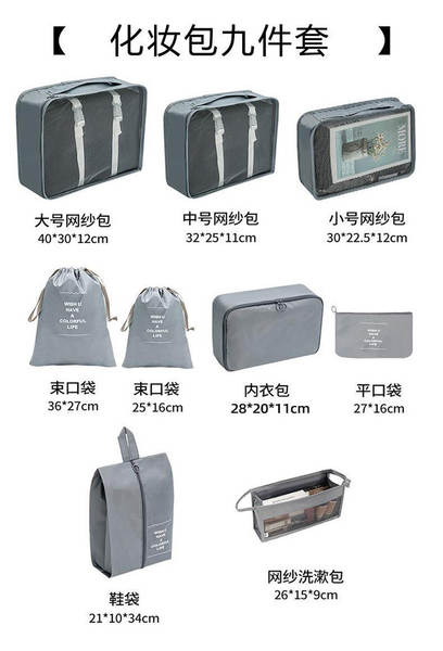 Kit de 10 bolsas de organização para viagem