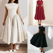 2026 Verão Novo Transfronteiriço Europeu e Americano Roupa de Mulher de Comércio Exterior Moda Esportiva Cor Pura Camiseta de Roupa de Casamento