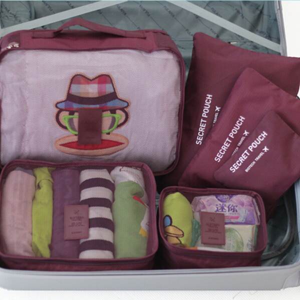Cadeia de viagem dupla com cadeia de oxigênio de espessura 6 pacotes Sacos de bagagem 6 pacotes Sacos de viagem