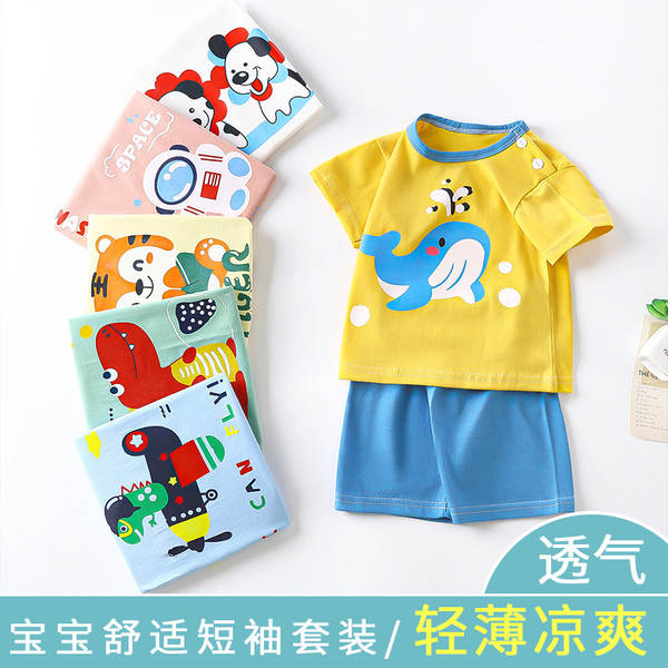 Conjunto de verão infantil de algodão