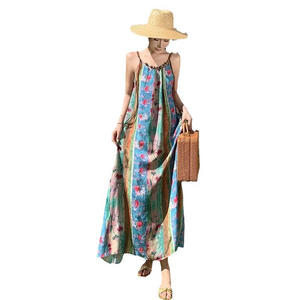 Vestido florado longo feminino