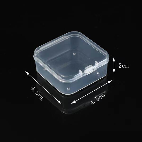 Caixa de feijão de 5,5 cm quadrada PP plástico semi-transparente Caixa de embalagem pequena Caixa de material com peças de cobertura Caixa de jóias