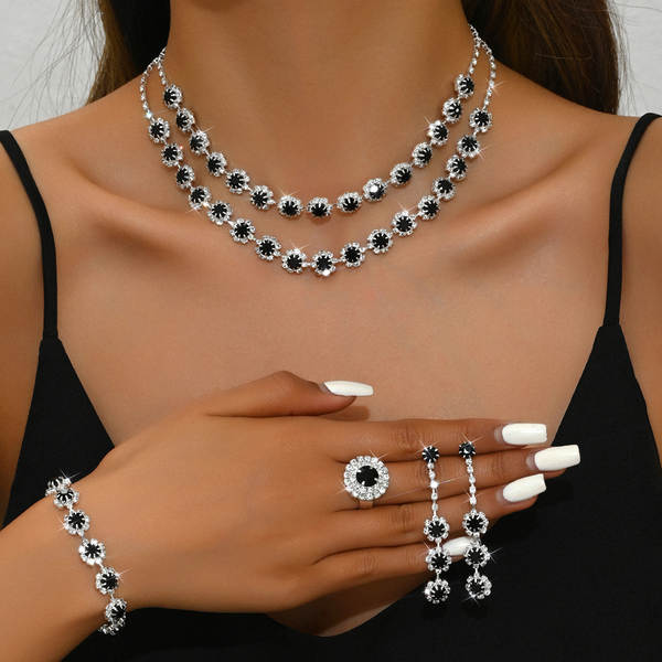 Acessórios de casamento dupla camada do colar de diamante do colar de sol de comércio estrangeiro Sete de orelhas de venda rápida