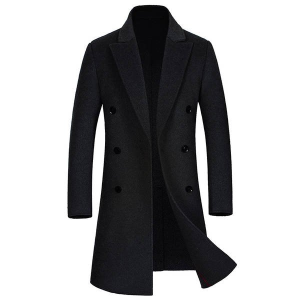 Casaco de lã masculino longo