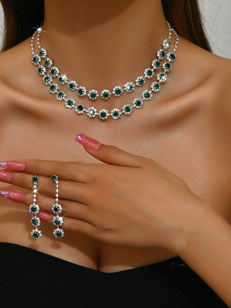 Acessórios de casamento dupla camada do colar de diamante do colar de sol de comércio estrangeiro Sete de orelhas de venda rápida