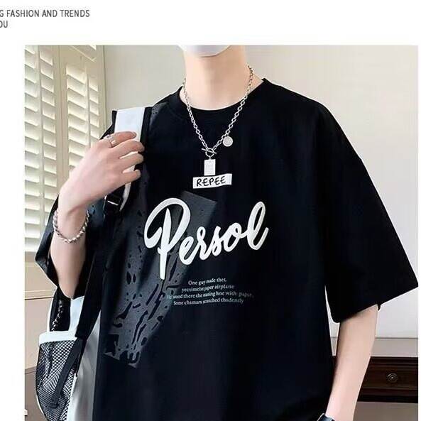 T-Shirt adolescente de verão novo menino estudante relaxante bonito gelado meia-mancha roupa menino grande menino
