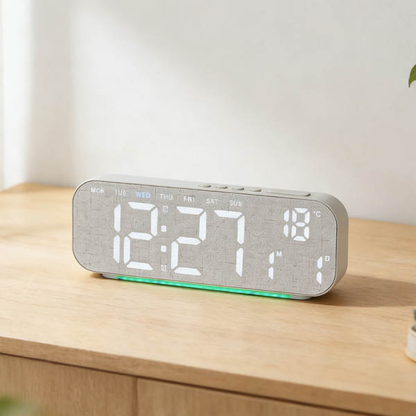 Novo relógio LED grande ecrã despertador relógio simples de madeira relógio criativo relógio de mesa pendurável GH