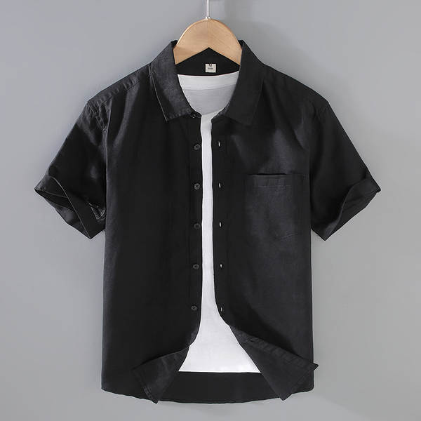 T-shirts masculinos de manga de cor pura com mangas curtas de verão baseado em roupas de manga fina e fina de estilo chinês
