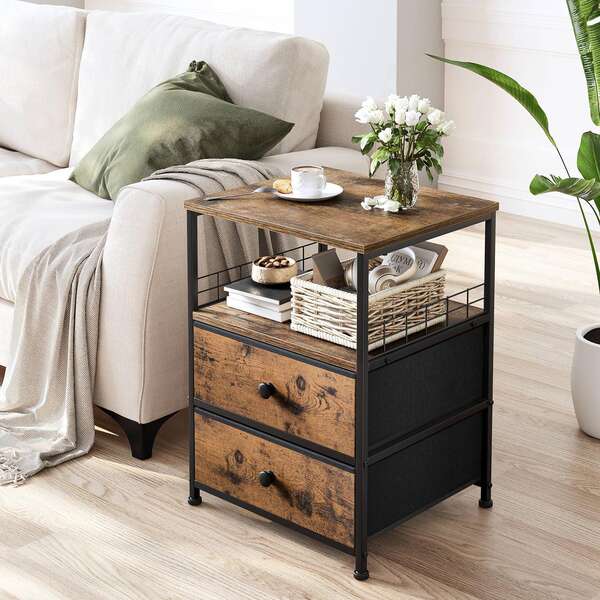 Fabricante de vendas diretas de cabine de cama com gavetas de tecido e prateleiras de madeira abertas para armazenamento de mesa de cama de mesa de cama industrial