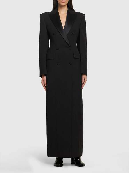 Jaqueta feminina longa de couro preto