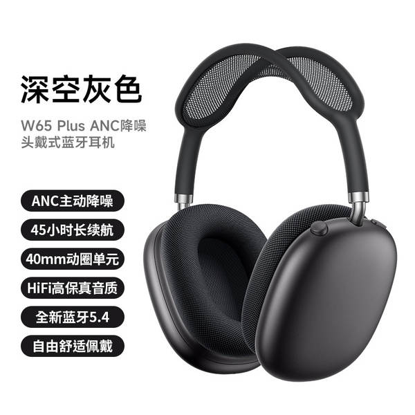 W65 Transfronteiriço Airpods Max Ativo de Redução de Ruído Head-Own Wireless Bluetooth Motion Foldable Headset