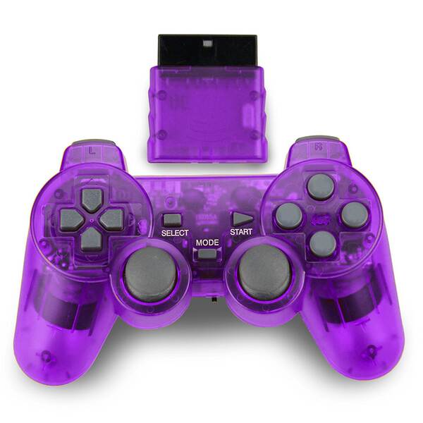 Jogo sem fio PS2 bracelete duplo vibração 2.4G bracelete sem fio com suporte para PS2 host transparente cor