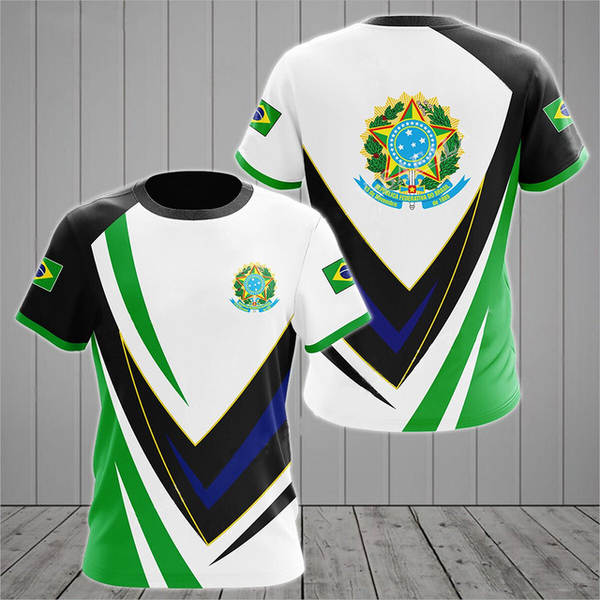 T-Shirt masculino brasileiro 3D T-Shirt O T-Shirt esportivo da equipe de futebol de rua masculino DIY base ajustável para a ordem de massa