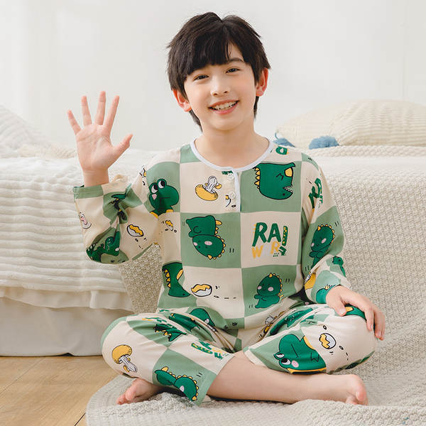 Conjunto de pijama infantil de algodão para verão