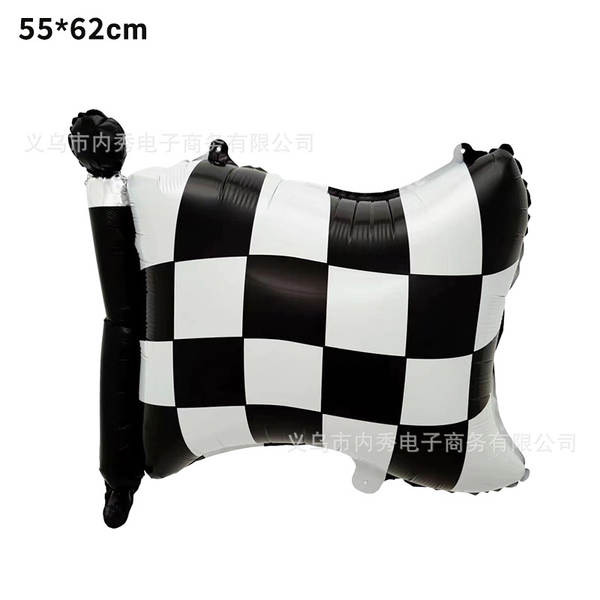 Novo balão de pneu de 18 polegadas preto e branco de argila redonda de película de alumínio balão de corrida temática de decoração de equação carrinho