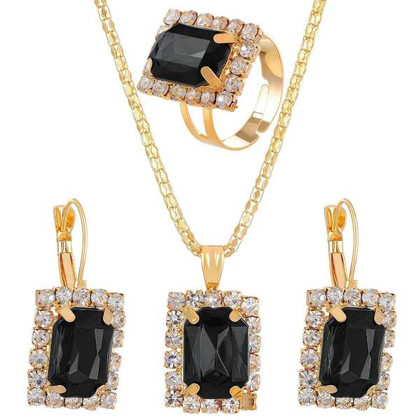 Nova coleção de jóias transfronteiriça de personalidade feminina de moda de diamante de água colar de diamante anel de orelhas acessórios de relógios