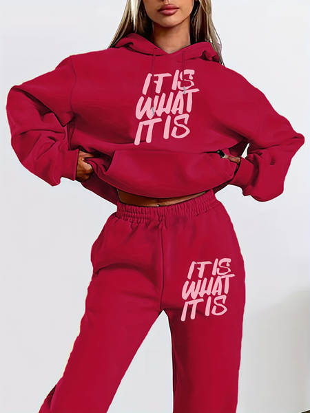 Conjunto de moletom feminino de manga longa com capuz
