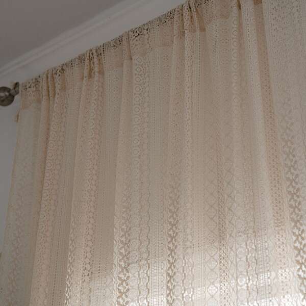 Cortina de Croche em Tom Creme