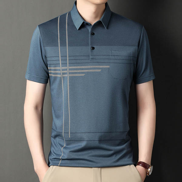 T-shirt masculino de pulseira curta 23 verão novo homem de meia-idade pulseira poli T-shirt papai vestido com roupa de negócios