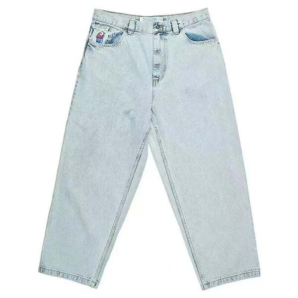 Transfronteiras JNCO Y2K Loose jeans masculino padrão hip-hop rua home homem calças largas