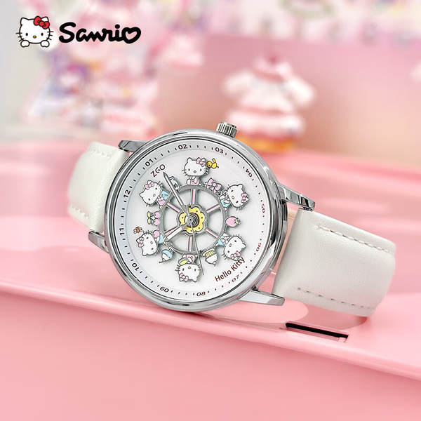 O relógio da senhora é um presente de aniversário Hello Kitty.