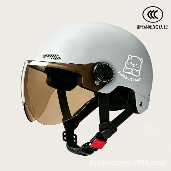 Novo modelo nacional 3C certificado capacete elétrico para motocicletas masculino e feminino quatro temporadas chapéu de segurança geral para adultos semicondutores