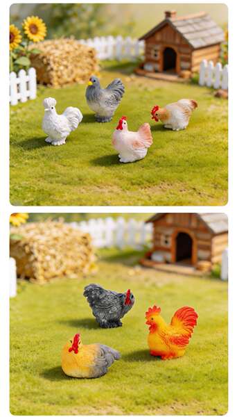 Micro-paisagem criativa fazenda de simulação de galinhas grandes de galinhas de espinhas diy acessórios de decoração de mesa mini pedaços