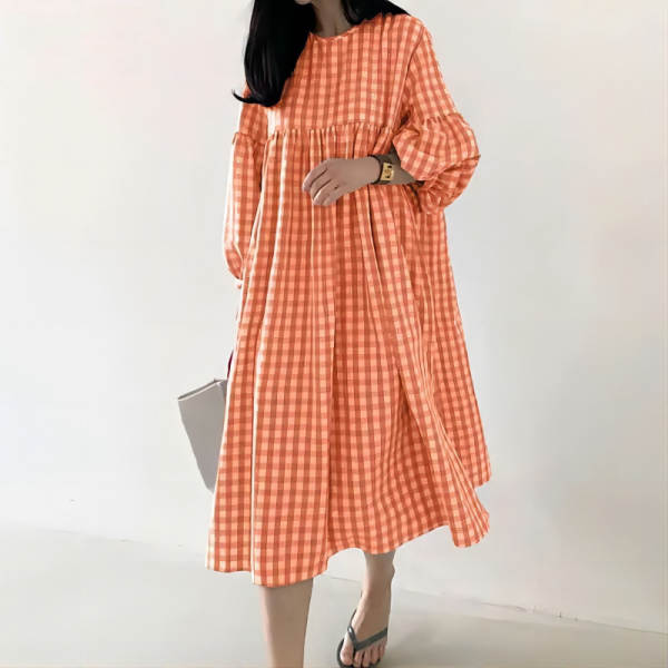 Vestido casual com bolhas na manga