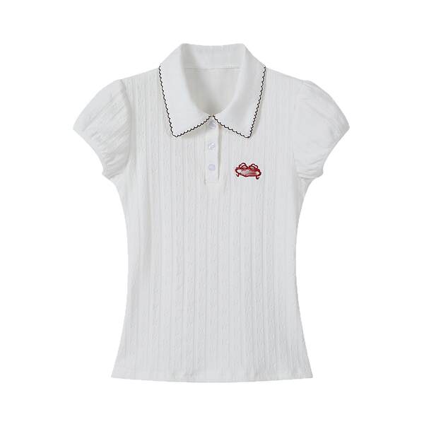 T-Shirt de verão de 2025, nova camiseta branca doce e bonita.