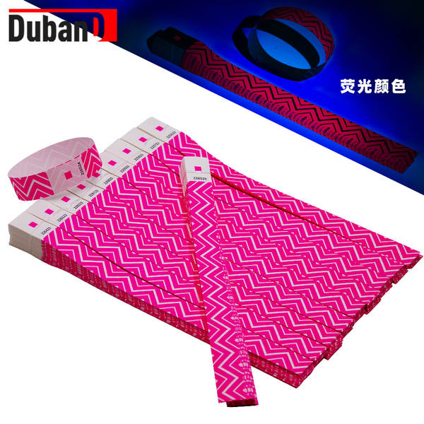 Fluorescente colorido de uma só vez resistente à água tiras de pulseira com bilhetes de parque de diversões nocturno entrada volume novo design