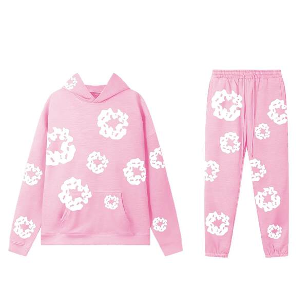 Conjunto de Moletom com Capuz e Impressão