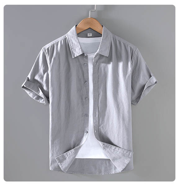 T-shirts masculinos de manga de cor pura com mangas curtas de verão baseado em roupas de manga fina e fina de estilo chinês