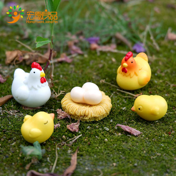 Simulação de animais mini bonito galinhas mini-modelo mini paisagem casa brinquedos galinhas família