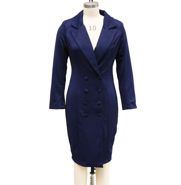 Vestido de roupa de comércio exterior transfronteiriço da Amazon na Europa e nos Estados Unidos de moda nova roupa de roupa dupla com mangas longas roupa de roupa de trabalho de escritório