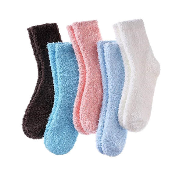 Sapatilhas transfronteiriças puras de casaco de coral com meias-cabeças de outono e inverno para aquecimento doméstico Sapatilhas de chão femininas com toalhas espessas Sapatilhas