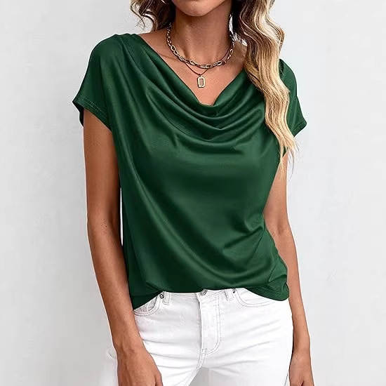 2026 Amazon cross-border moda primavera-verão europeia roupas de beleza colar roupa casual moda puramente pano curto