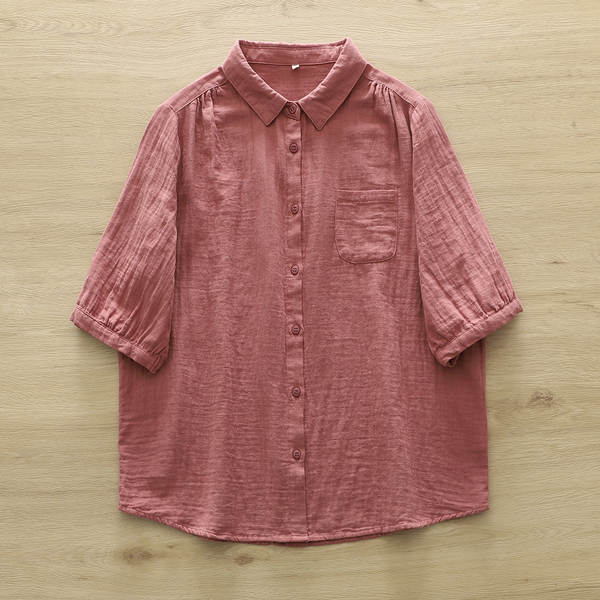Venda direta do fabricante Camisa feminina de algodão puro de duas camadas Camisa feminina de algodão integral de primavera outono